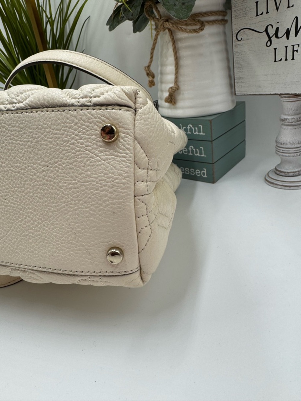 Kate Spade Astor Court Elena Quilted Leather Tote - Bone White - Picture 6 of 13